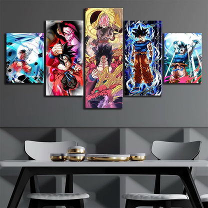 Dragon Ball - 5 Pieces Wall Art - Goku - Black Goku - Super Saiyan Rose - Super Saiyan 4 - Mastered Ultra Instinct - Dragon Ball Poster - Dragon Ball Canvas