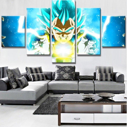 Dragon Ball - 5 Pieces Wall Art - Vegeta - Super Saiyan Blue - Dragon Ball Poster - Dragon Ball Canvas