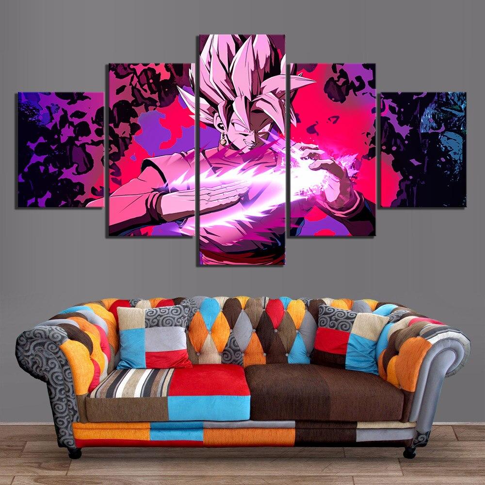 Dragon Ball - 5 Pieces Wall Art - Black Goku - Super Saiyan Rose - Dragon Ball Poster - Dragon Ball Canvas