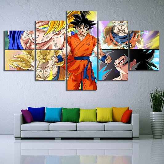 Dragon Ball - 5 Pieces Wall Art - Goku - Super Saiyan - Dragon Ball Poster - Dragon Ball Canvas