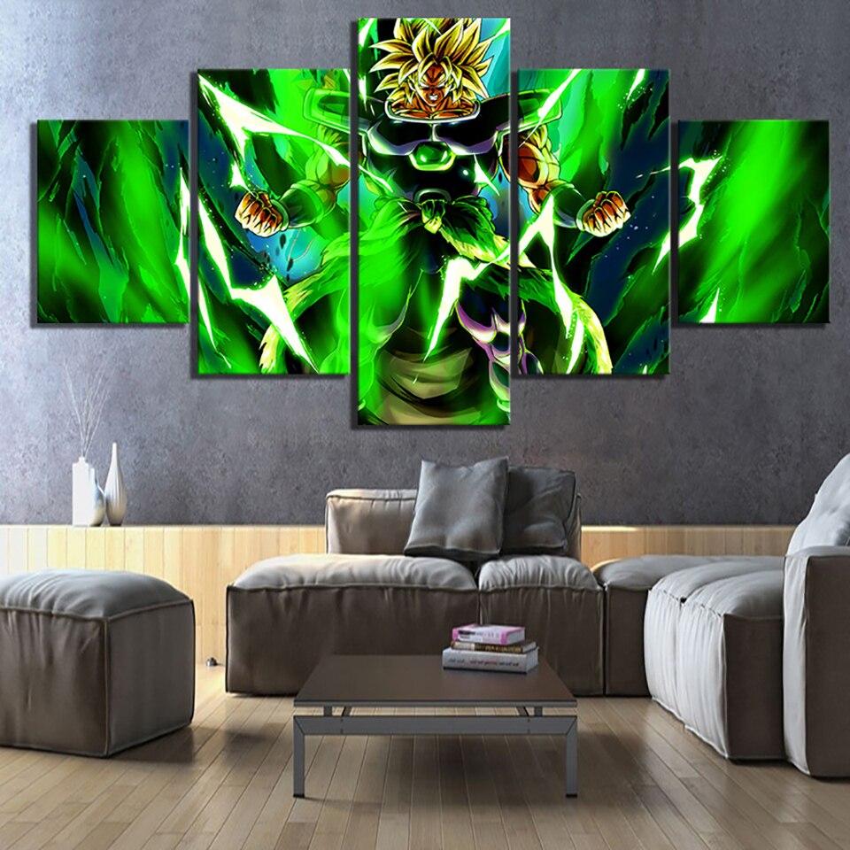 Dragon Ball - 5 Pieces Wall Art - Broly - Super Saiyan - Dragon Ball Poster - Dragon Ball Canvas
