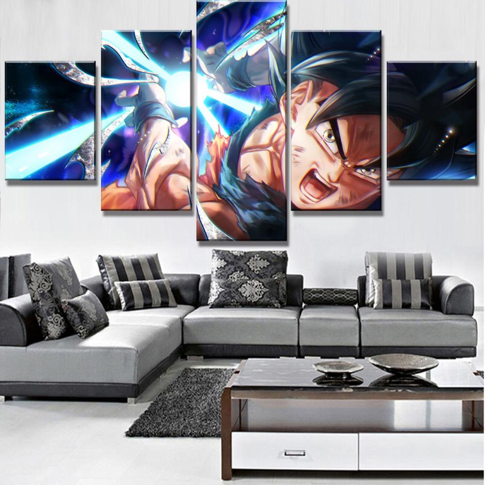 Dragon Ball - 5 Pieces Wall Art - Mastered Ultra Instinct Goku - Kamehameha - Dragon Ball Poster - Dragon Ball Canvas