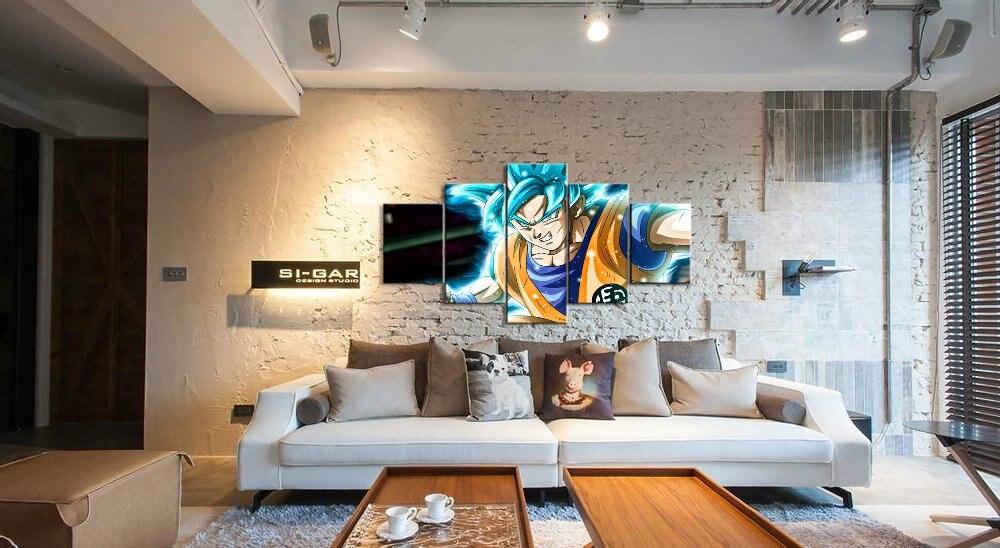 Dragon Ball - 5 Pieces Wall Art - Goku - Super Saiyan Blue - Dragon Ball Poster - Dragon Ball Canvas