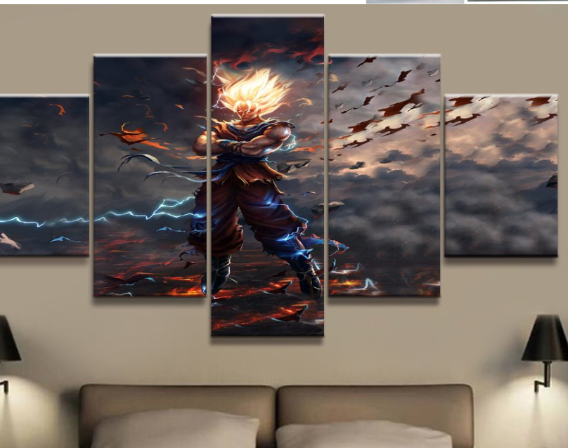 Dragon Ball - 5 Pieces Wall Art - Goku - Super Saiyan - Dragon Ball Poster - Dragon Ball Canvas