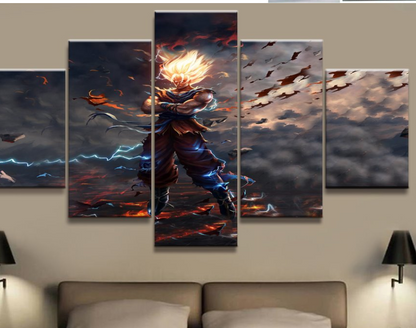 Dragon Ball - 5 Pieces Wall Art - Goku - Super Saiyan - Dragon Ball Poster - Dragon Ball Canvas